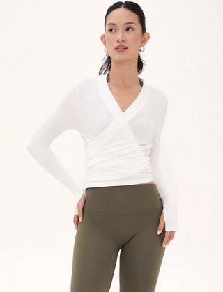 Valley Wrap Top in White (L-XL LEFT)