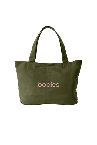 Too Fit To Quit Tote Bag In Moss