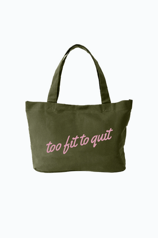 Too Fit To Quit Tote Bag In Moss