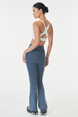 Folded Flare Pants in Steel Blue