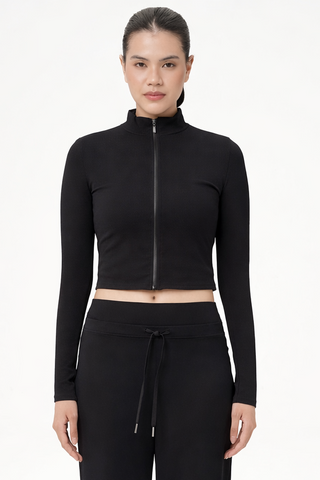 Outline Ribbed Jacket in Black