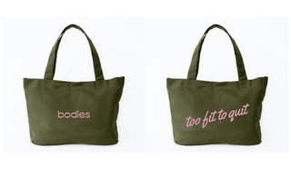 Too Fit To Quit Tote Bag In Moss