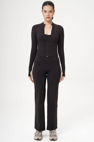 Smooth Straight Pants in Black