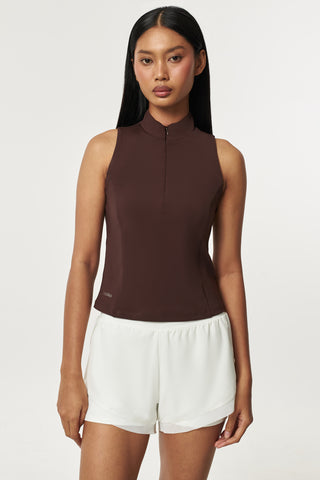 Ventra Zipper Tank Top in Espresso