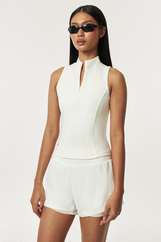Ventra Zipper Tank Top in White (S & L LEFT)