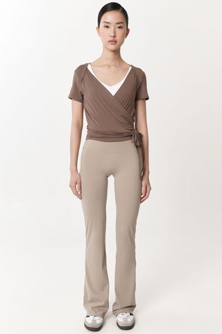 Aira Wrap Top in Mocha