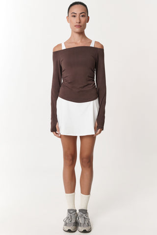 Finesse Off Shoulder Top in Espresso
