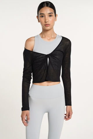 Knot Long Sleeve Top in Black