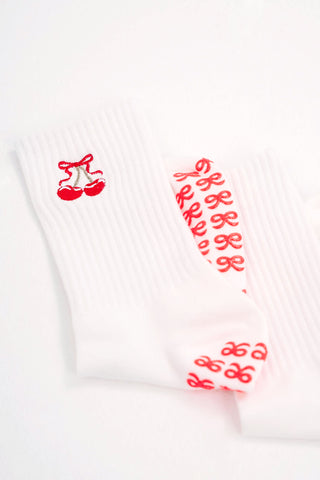 Cherry Good Grip Socks in White