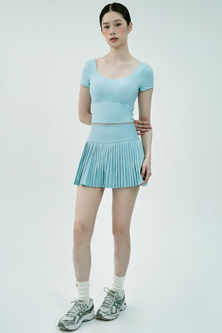 Lavish Pleated Tennis Skirt in Ice Blue