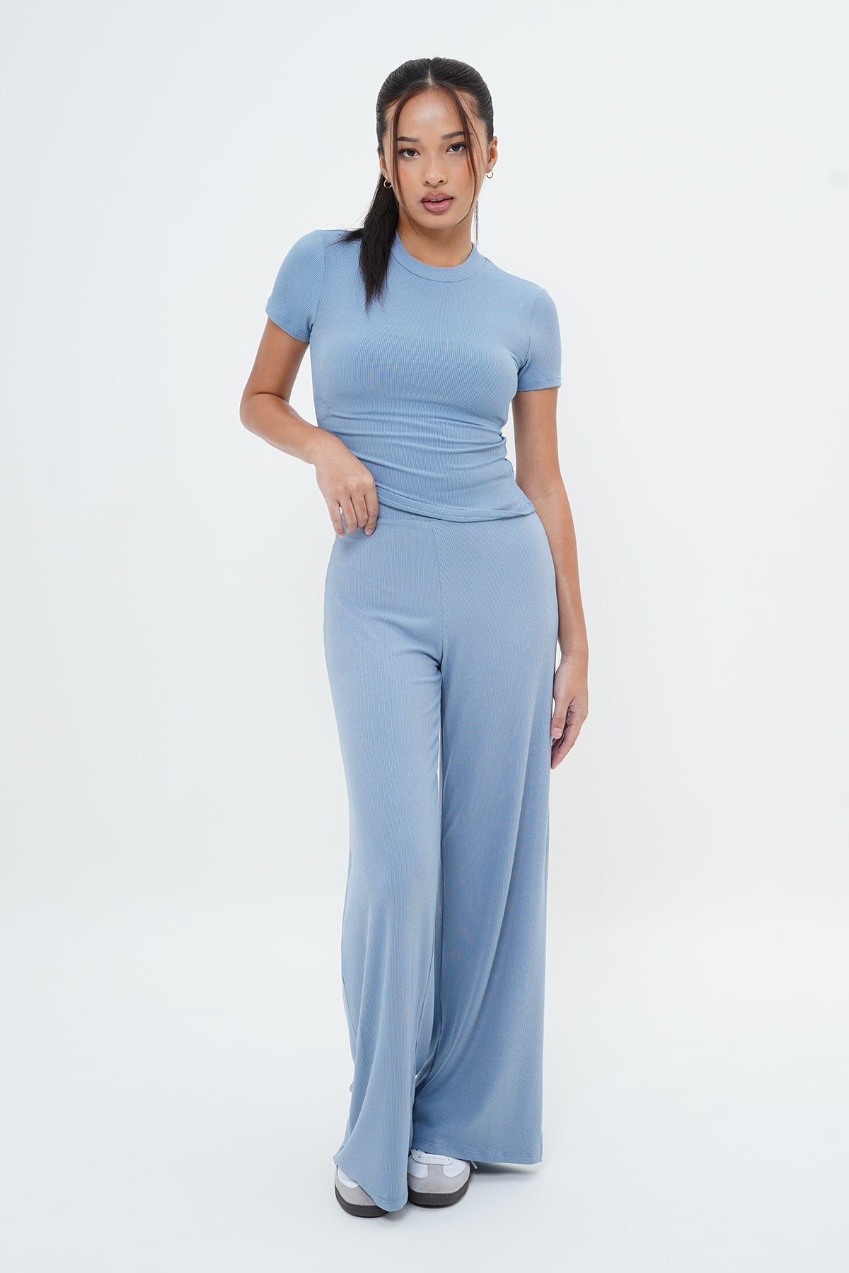 All Day Ribbed Top in Sea Blue (Restock)