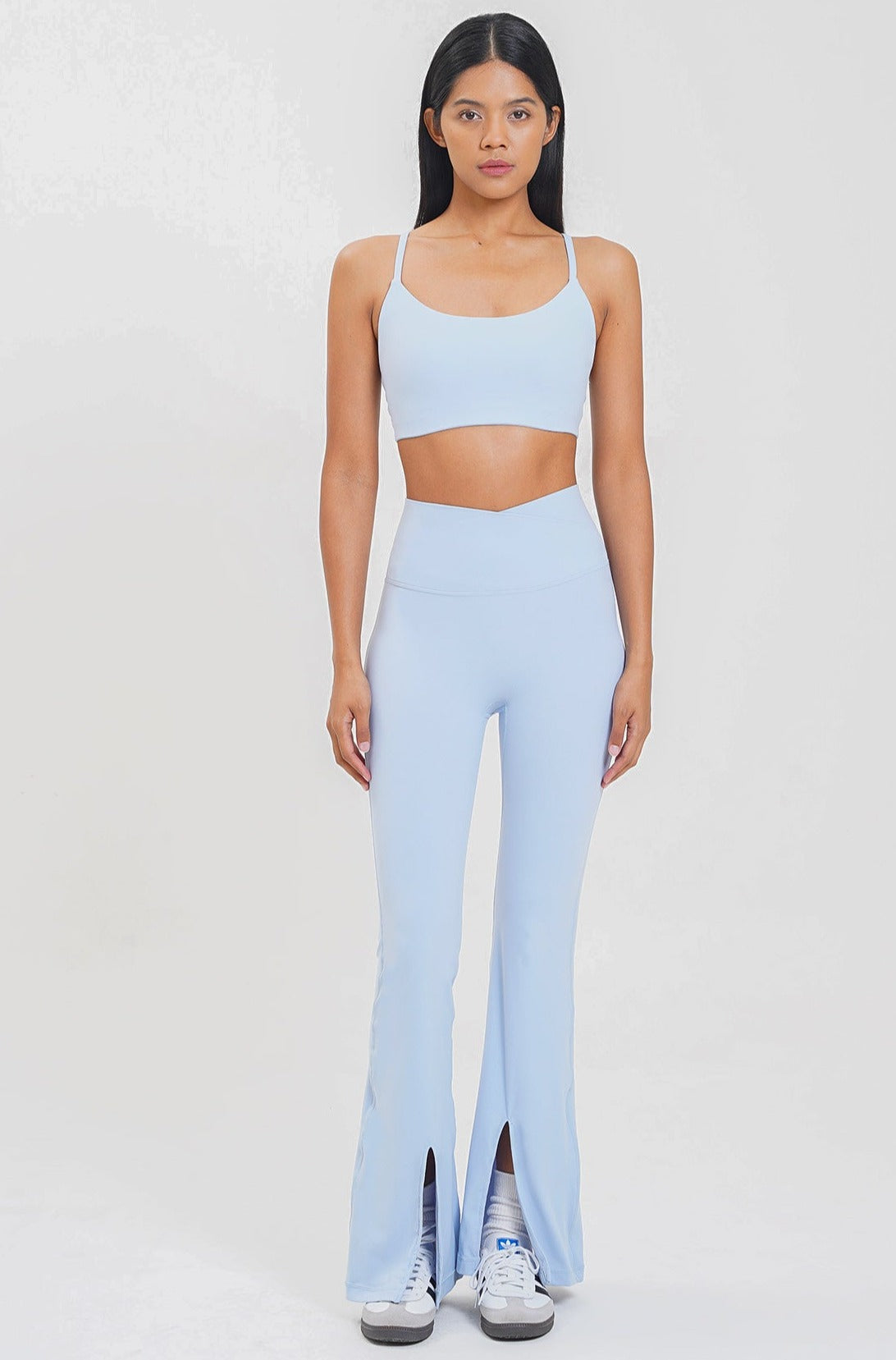 Ideal Slit Flare Pants in Light Blue