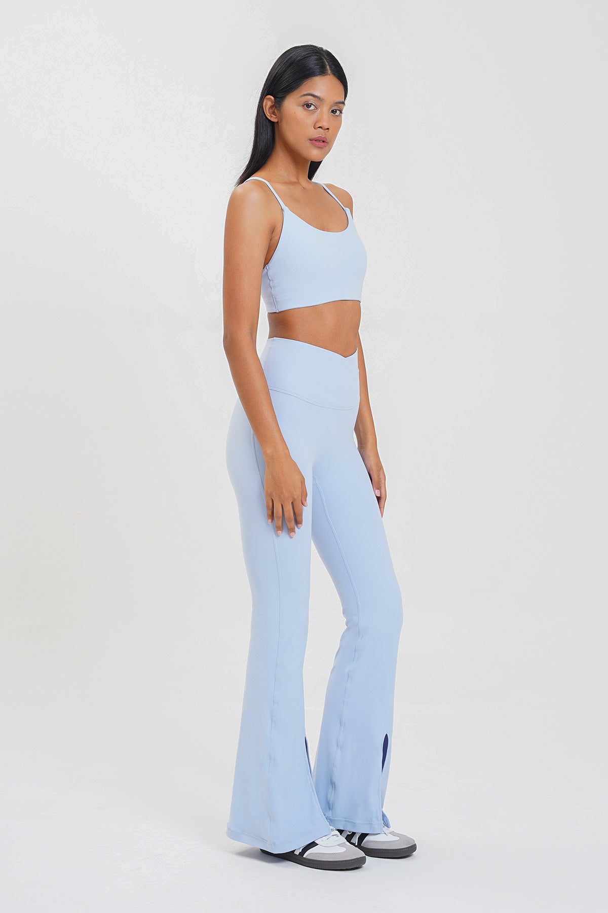 Ideal Slit Flare Pants in Light Blue