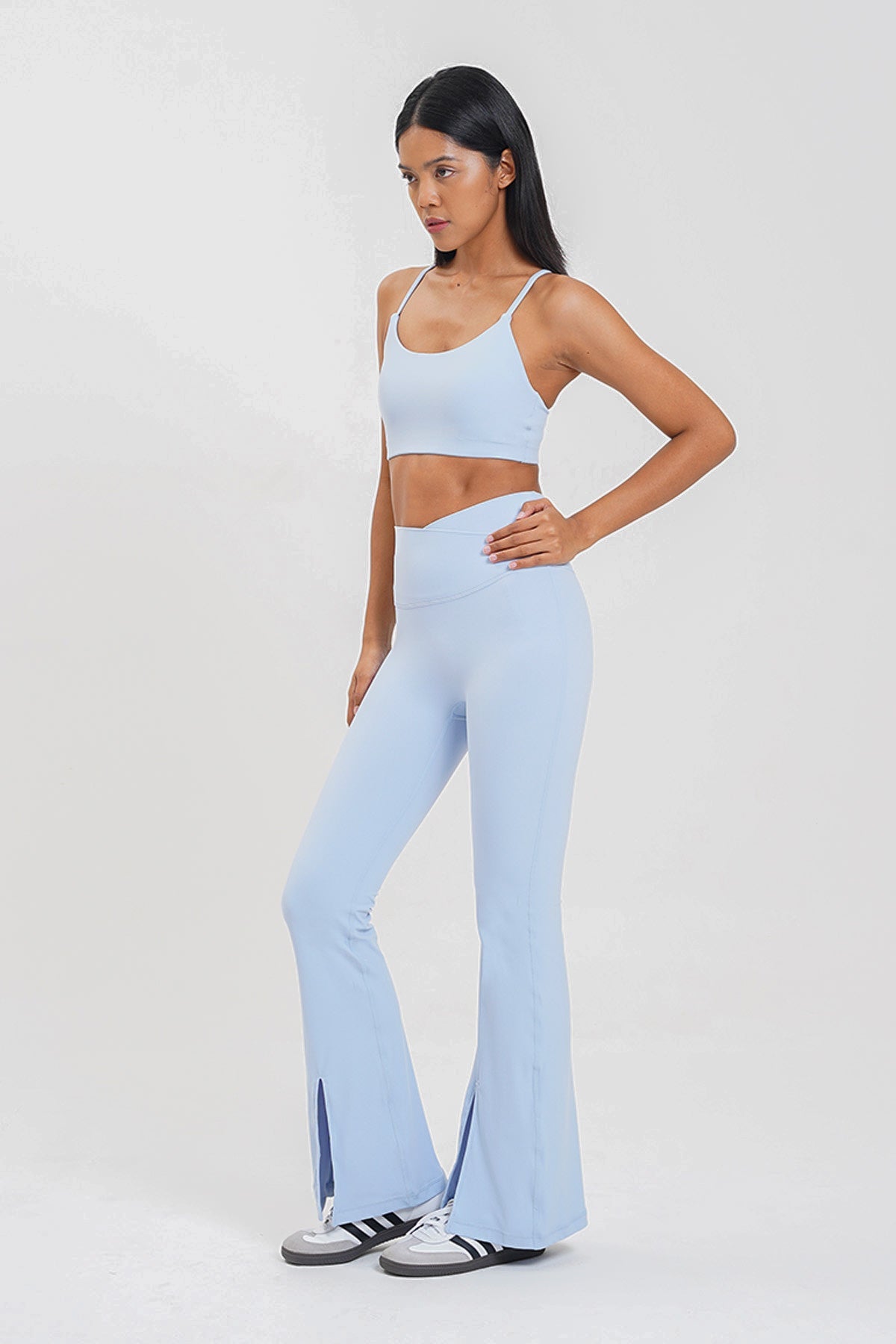 Ideal Slit Flare Pants in Light Blue