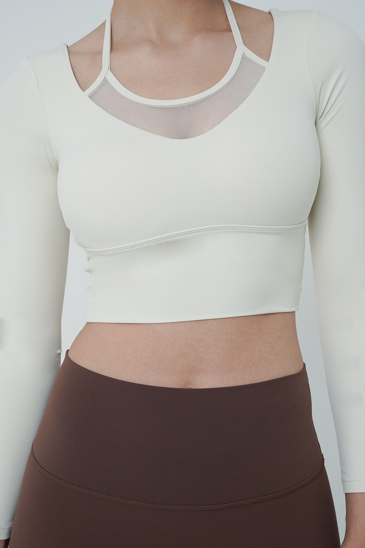 Ignite Long Sleeve Bra Top in Ivory (1 M LEFT)