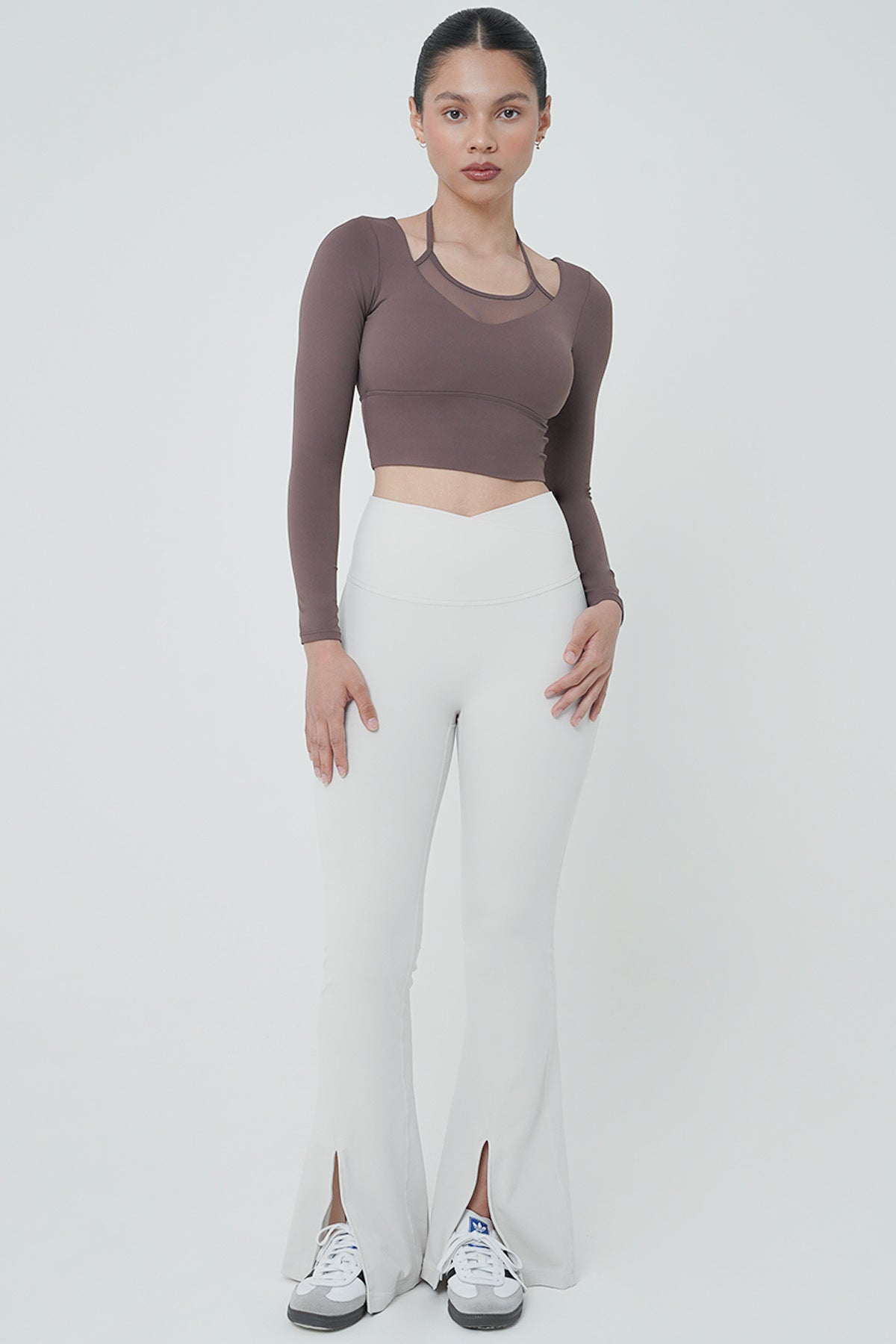 Ignite Long Sleeve Bra Top in Espresso