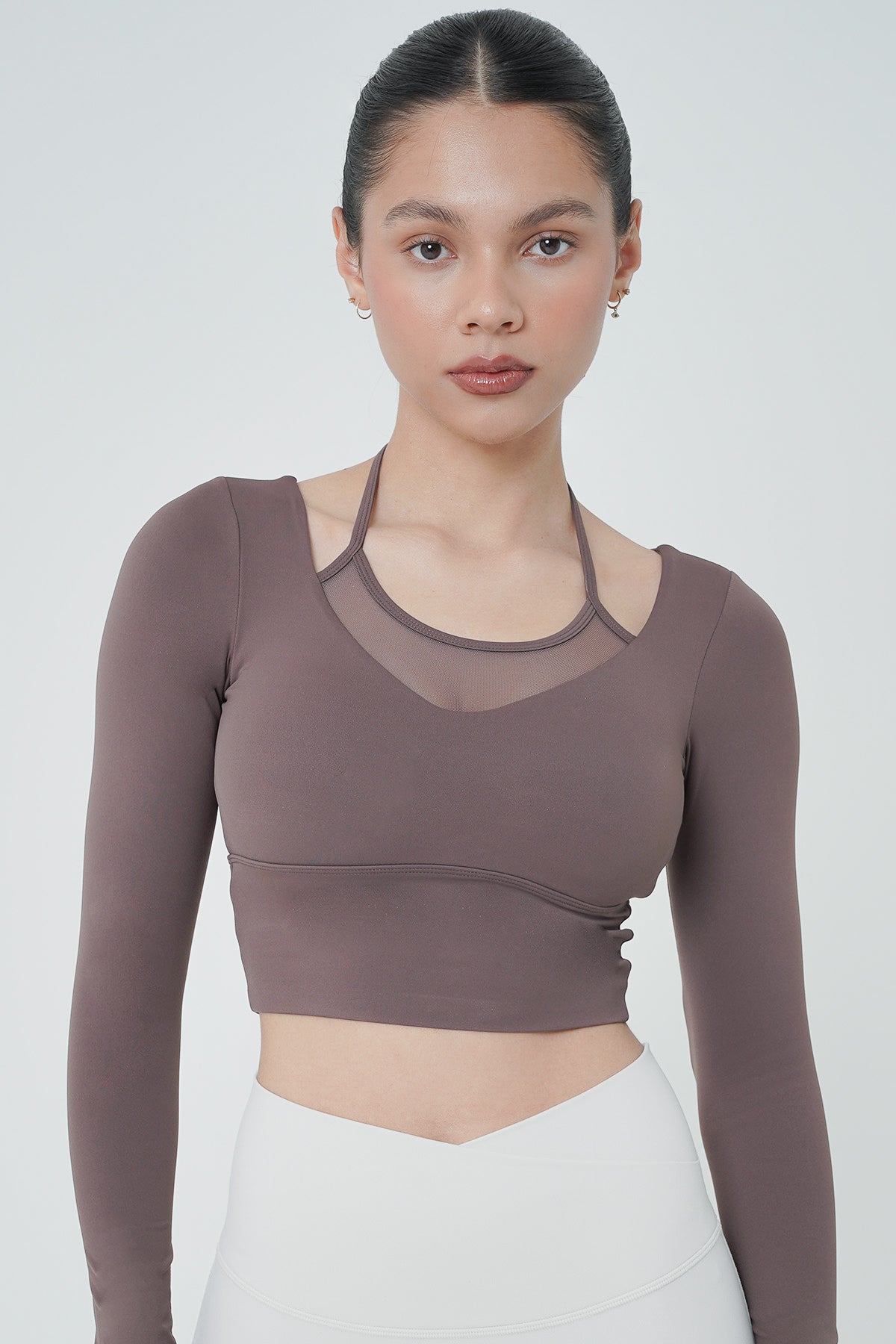 Ignite Long Sleeve Bra Top in Espresso