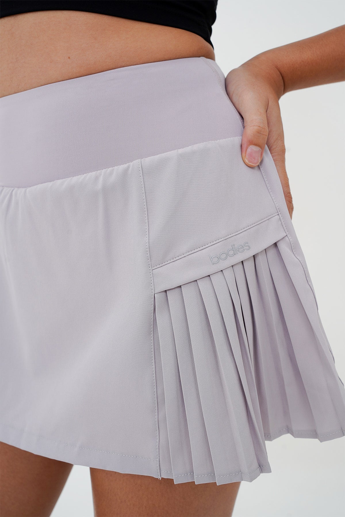 Side-pleated Skirt in Silver Gray