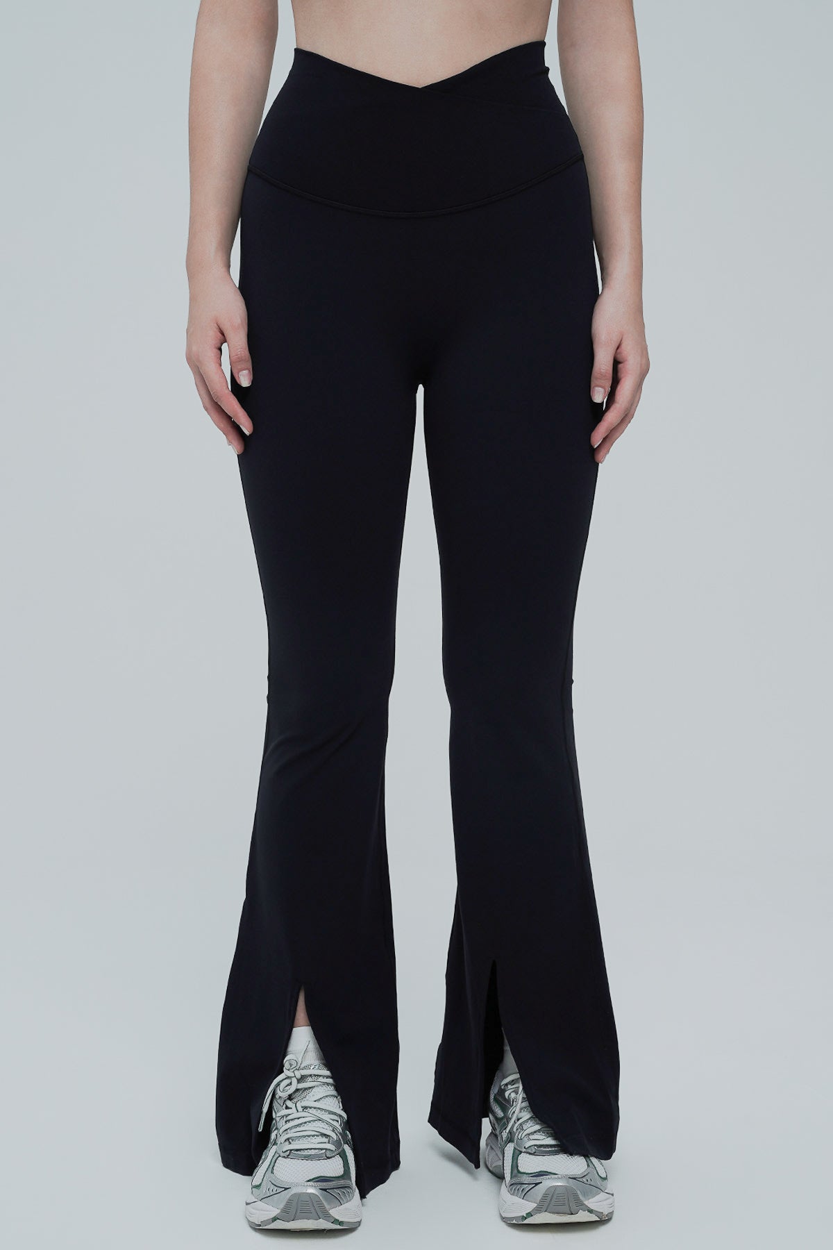 Ideal Slit Flare Pants in Black