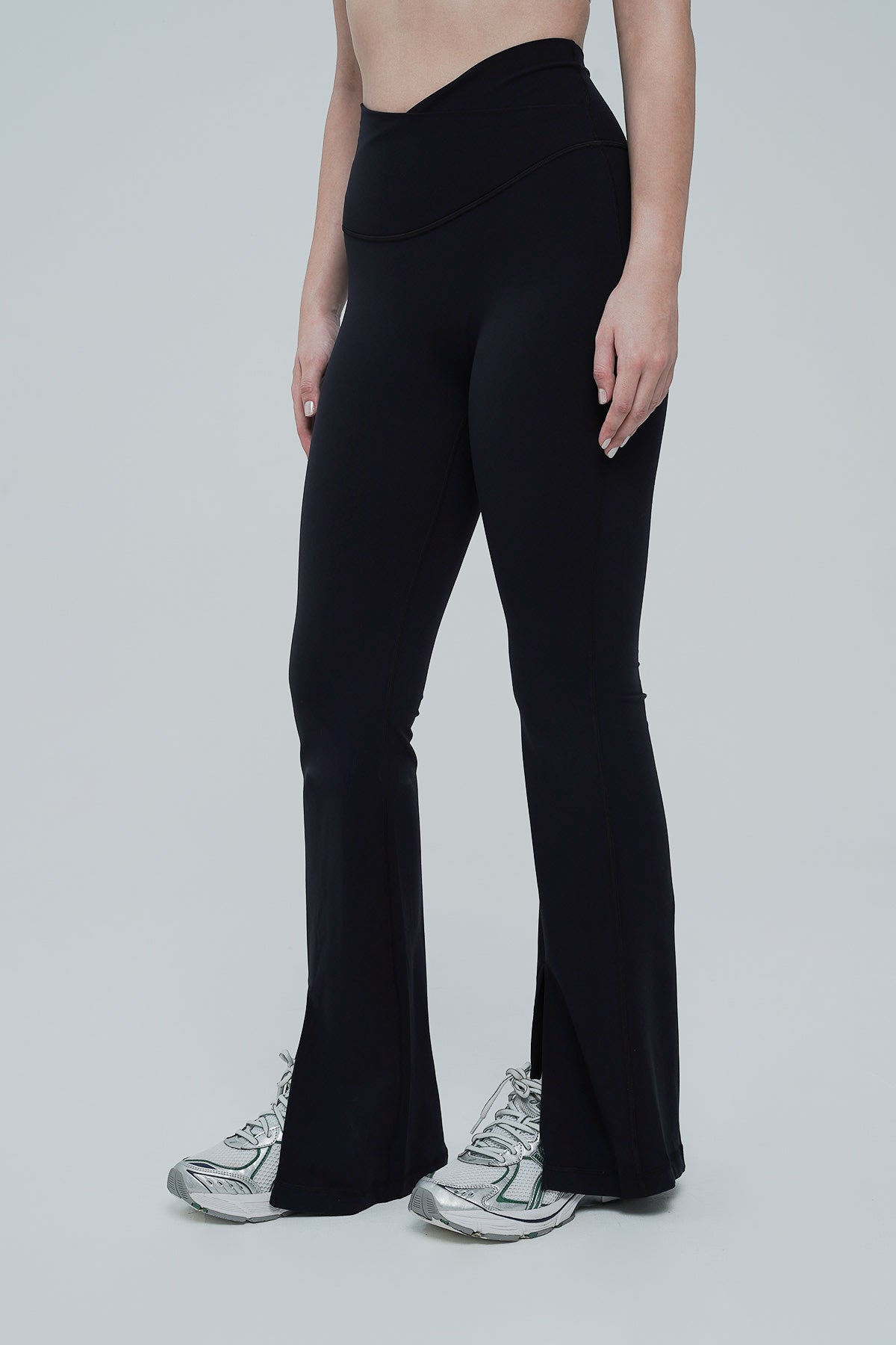 Ideal Slit Flare Pants in Black