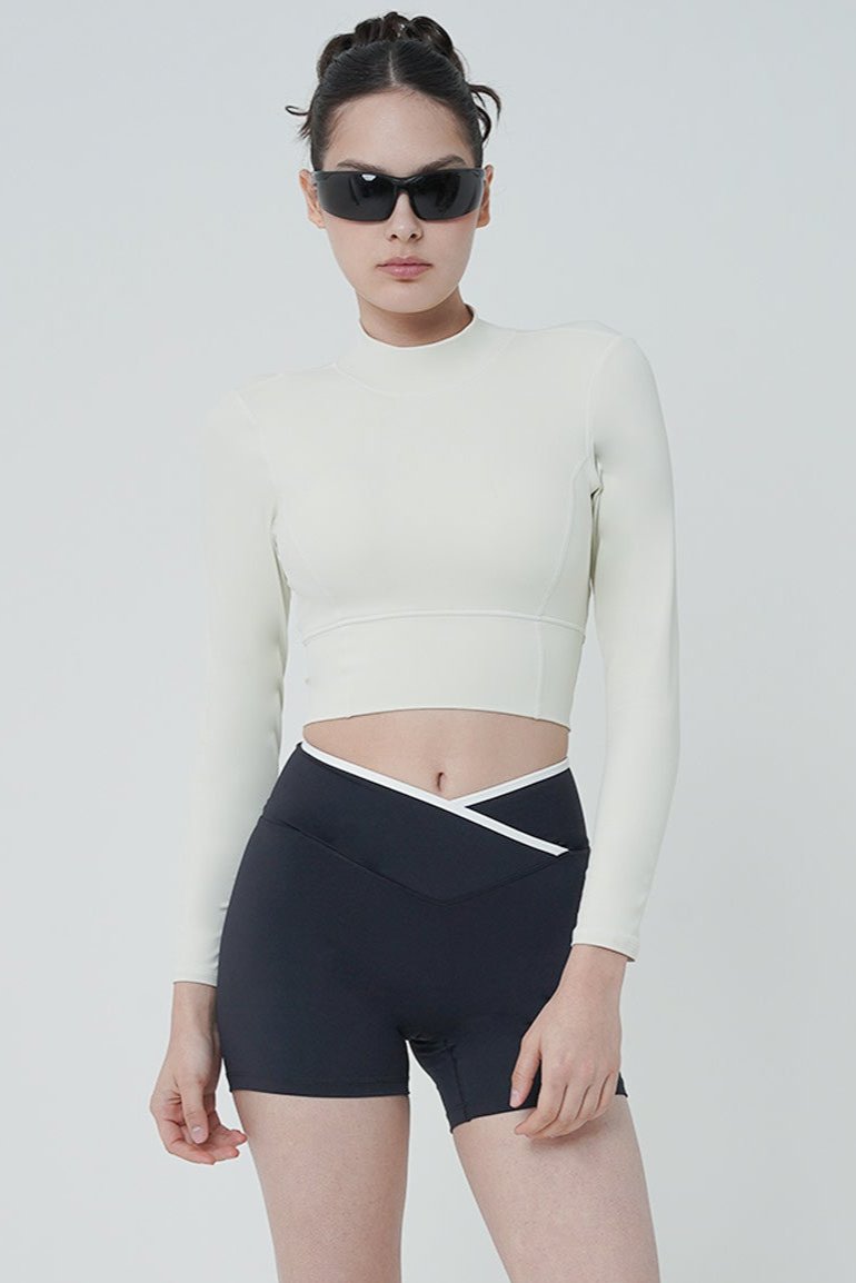 Nova Long Sleeve Bra Top in Ivory