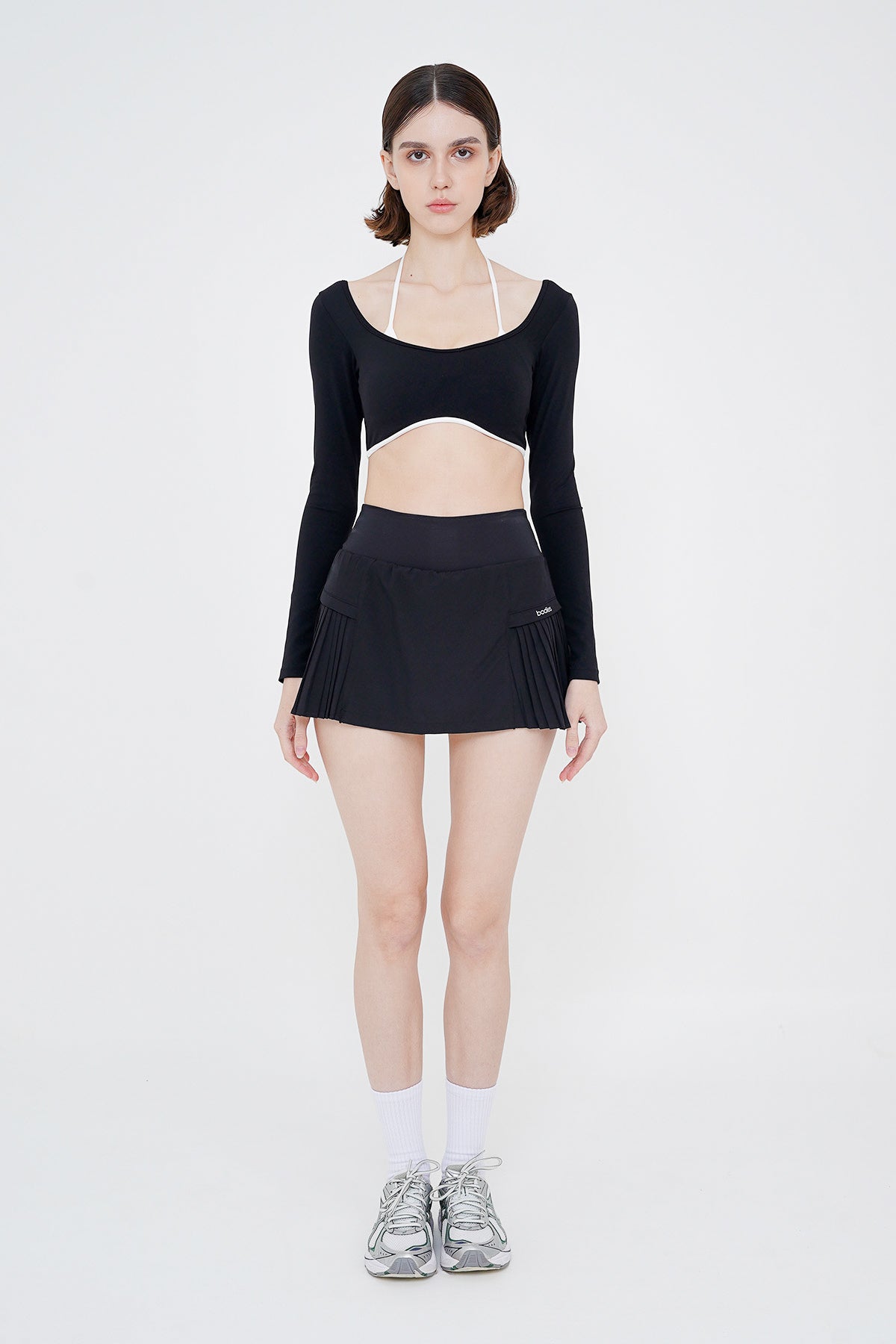 Sleek Long Sleeve Bra Top in Black (1L LEFT)