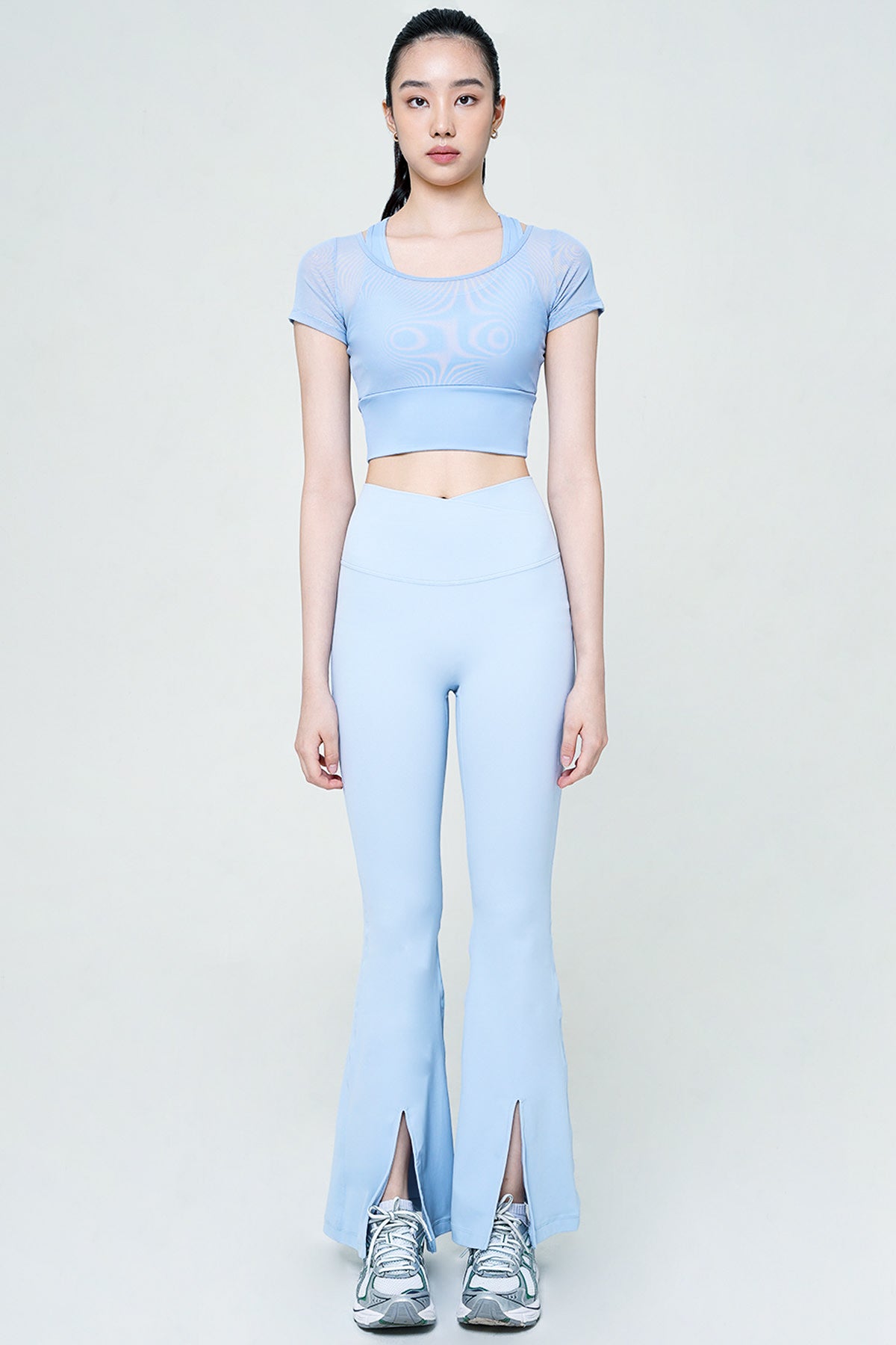 Ideal Slit Flare Pants in Light Blue