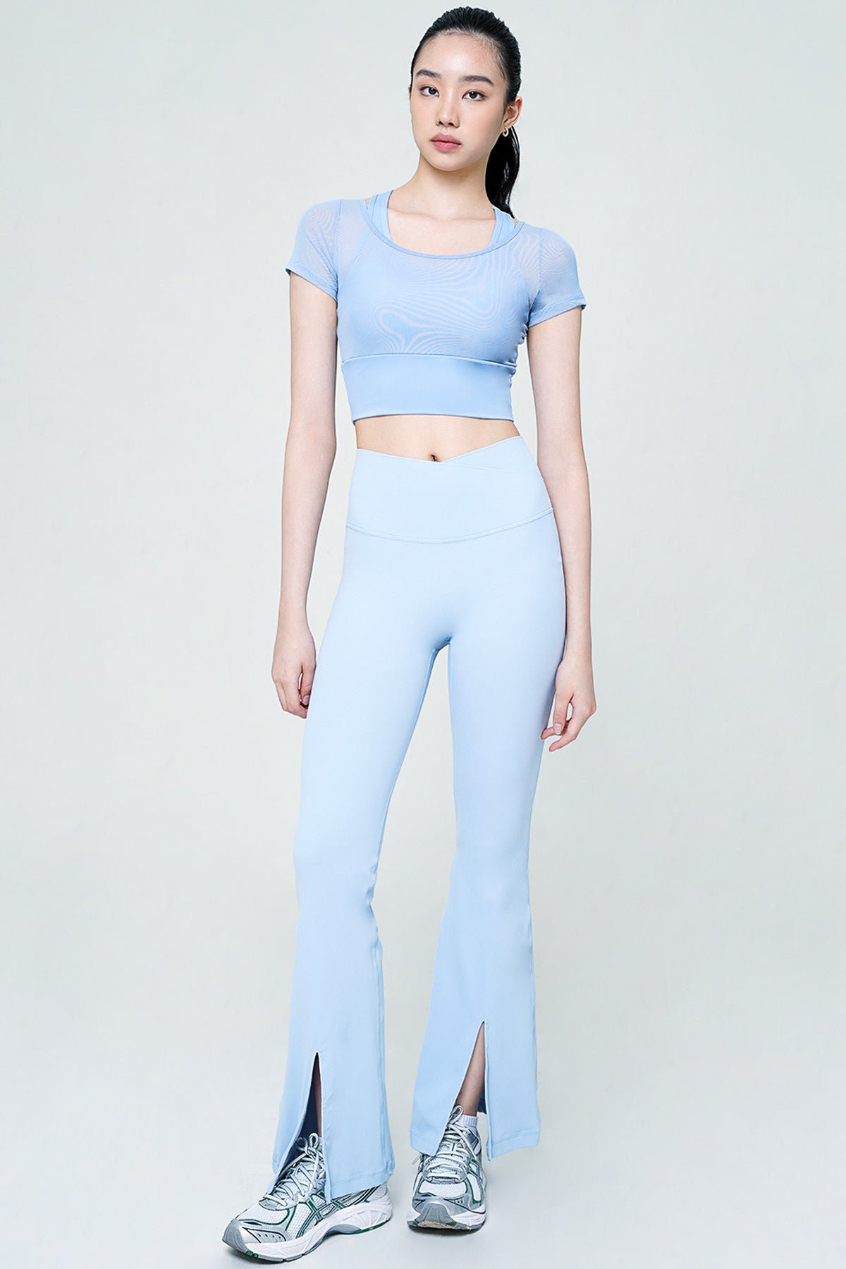 Ideal Slit Flare Pants in Light Blue