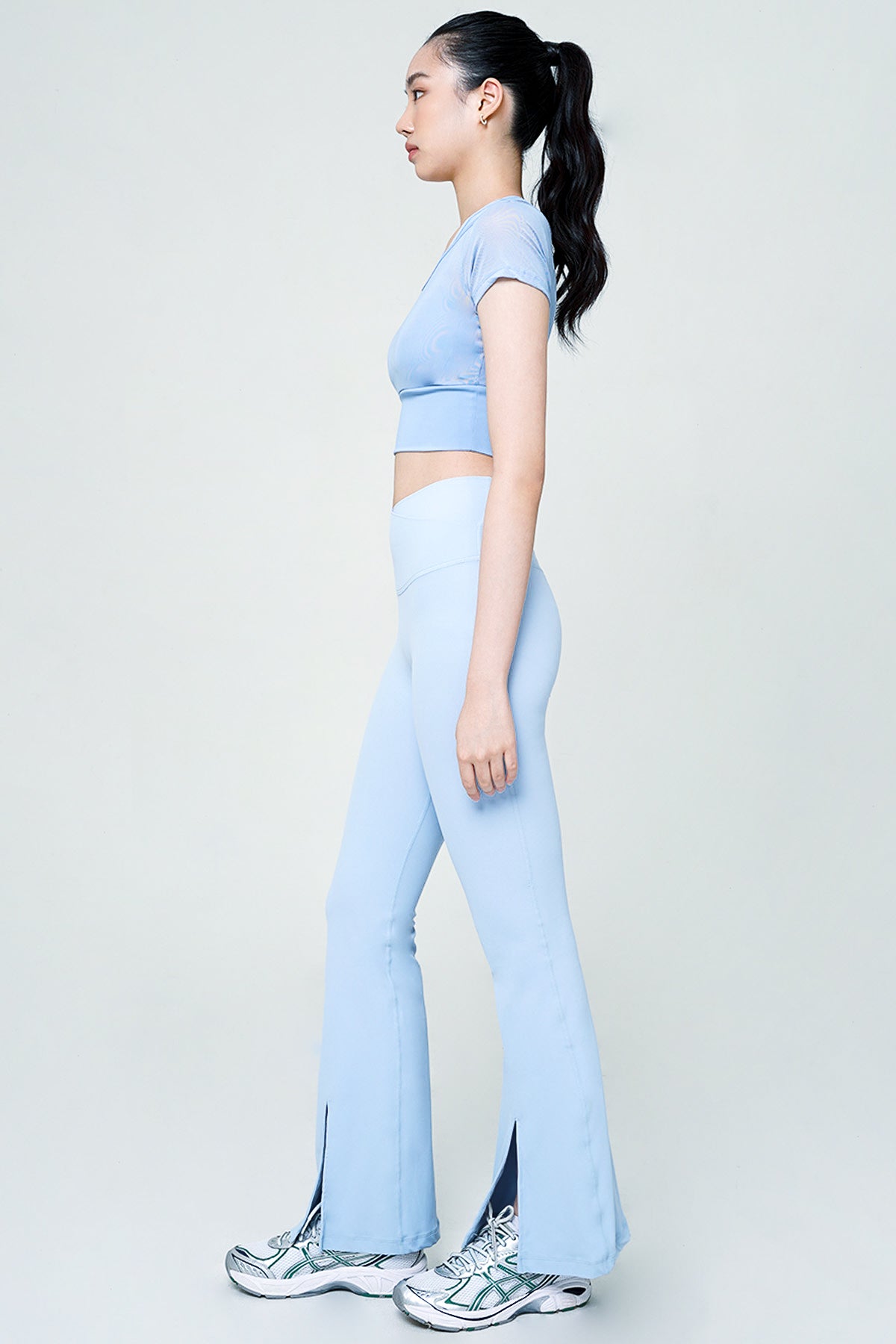 Ideal Slit Flare Pants in Light Blue