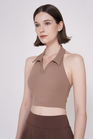 Hazel Halter Bra Top in Cocoa