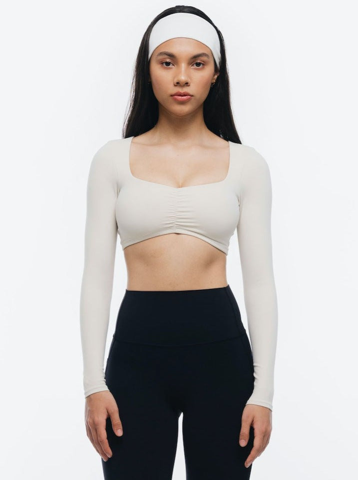 Contour Long Sleeve Bra Top in Ivory