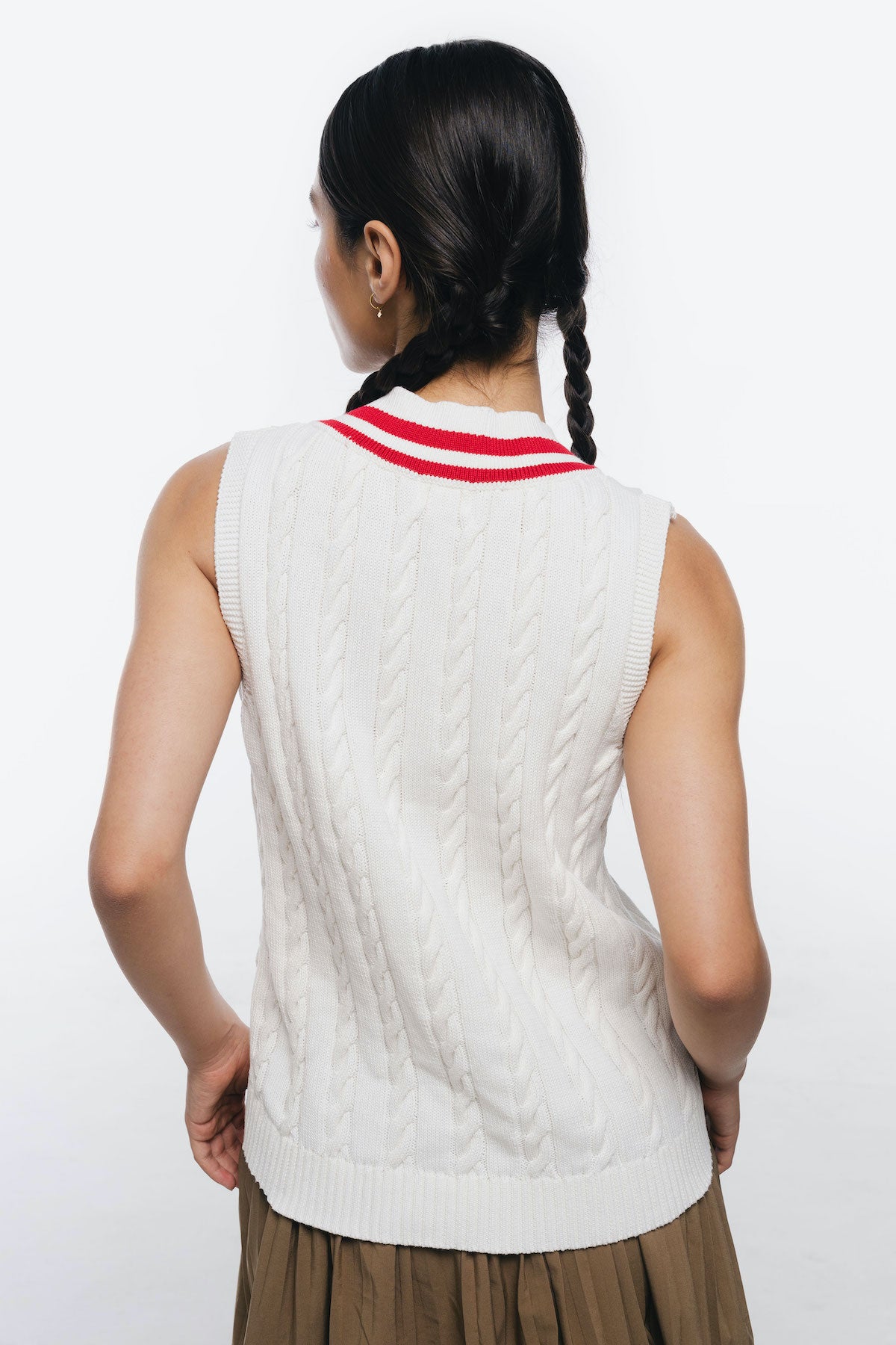 Diane Cable Vest in Off White (Unisex)
