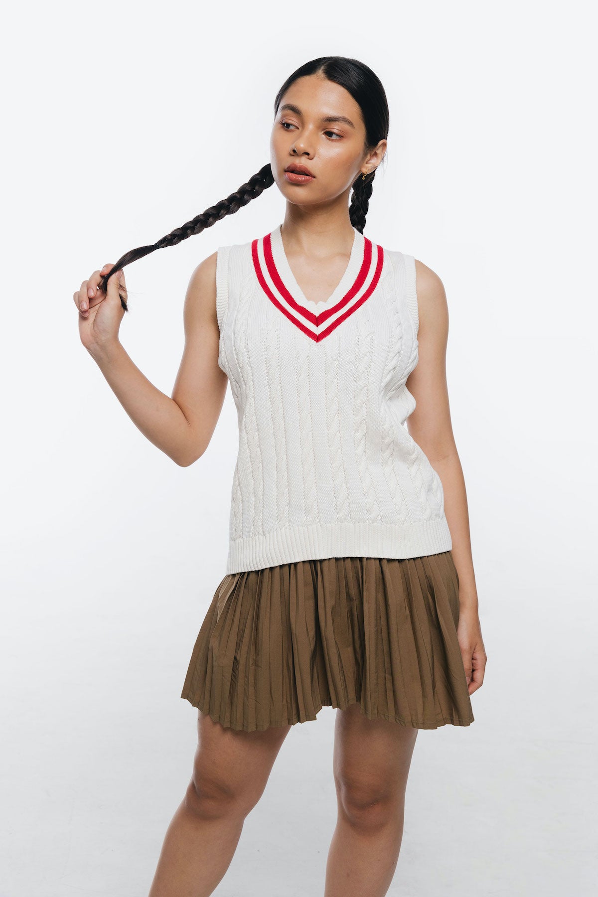 Diane Cable Vest in Off White (Unisex)