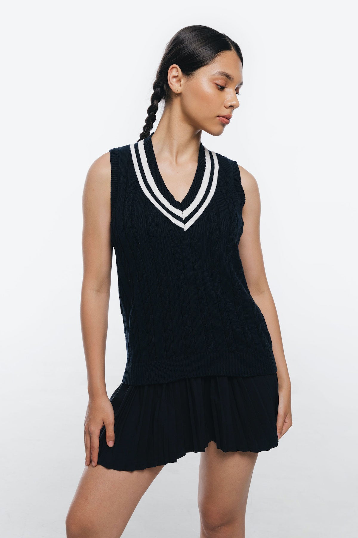 Diane Cable Vest in Navy