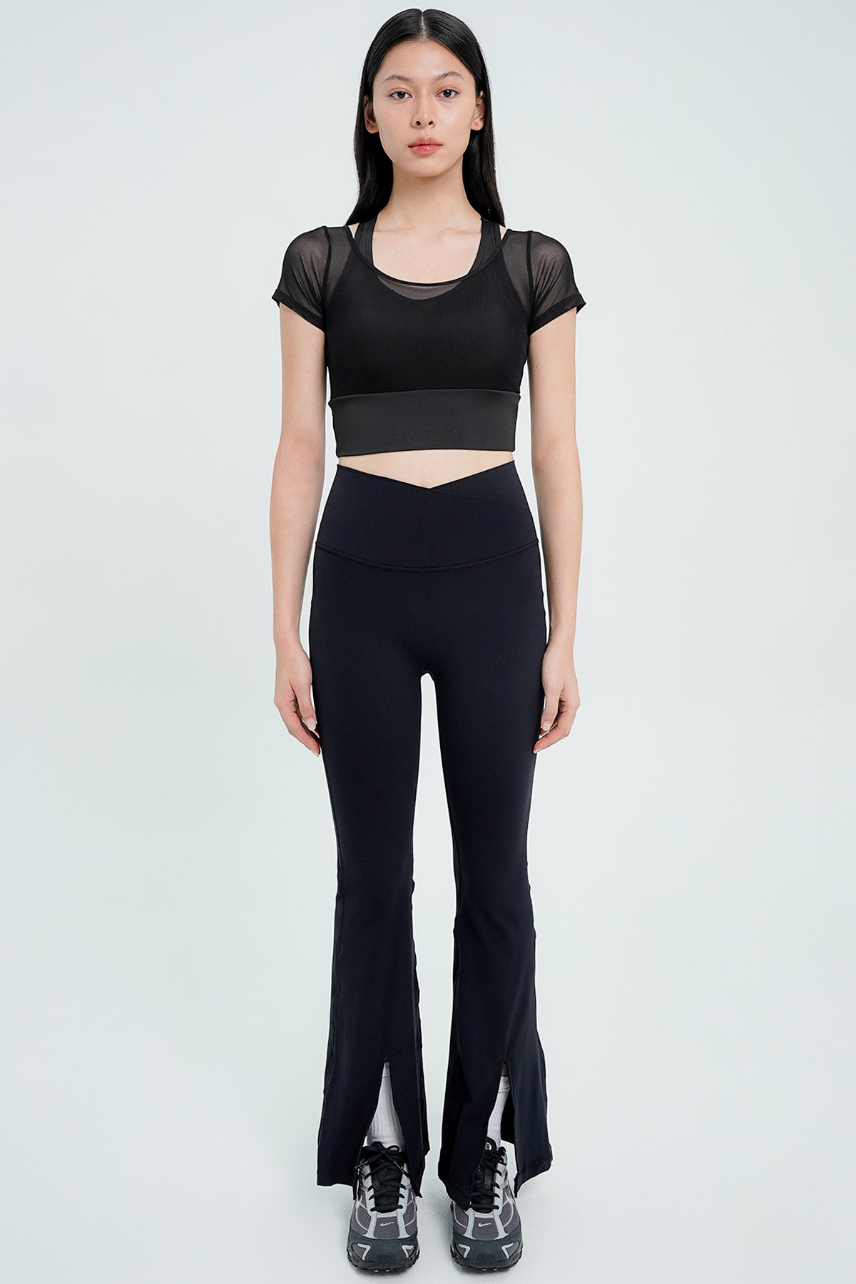 Ideal Slit Flare Pants in Black