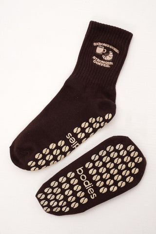 Strong Core, Stronger Coffee Grip Socks in Espresso