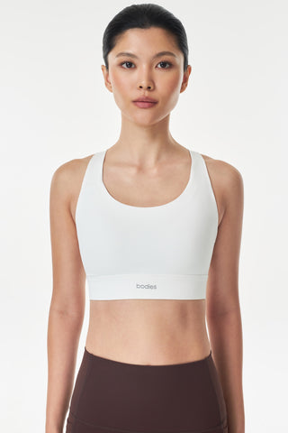 Split High Impact Bra in White