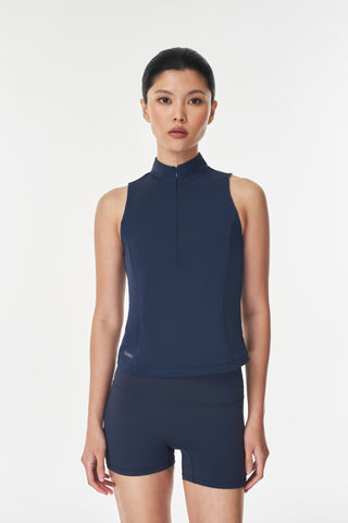 Ventra Zipper Tank Top in Midnight Navy