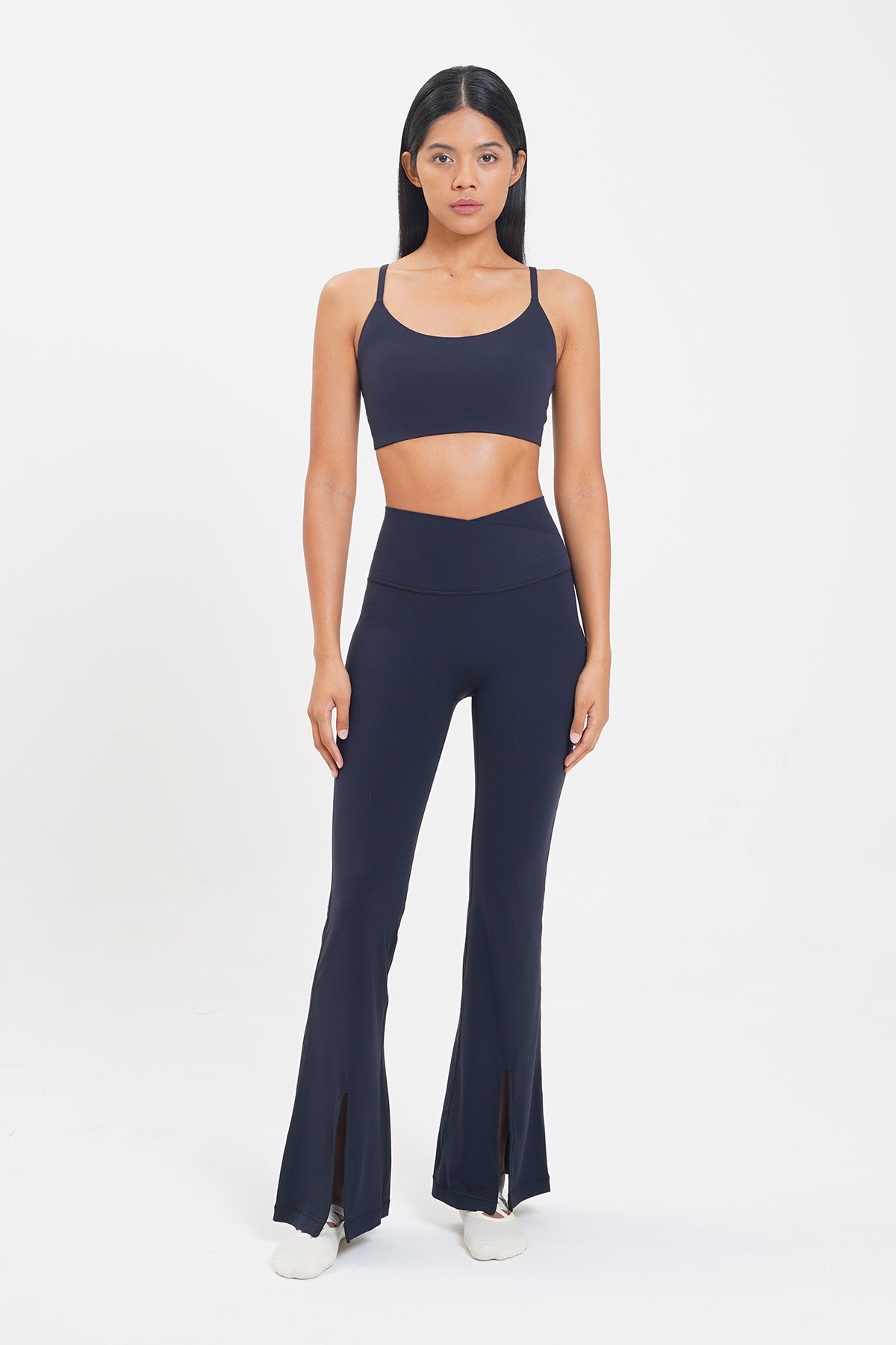 Ideal Slit Flare Pants in Black