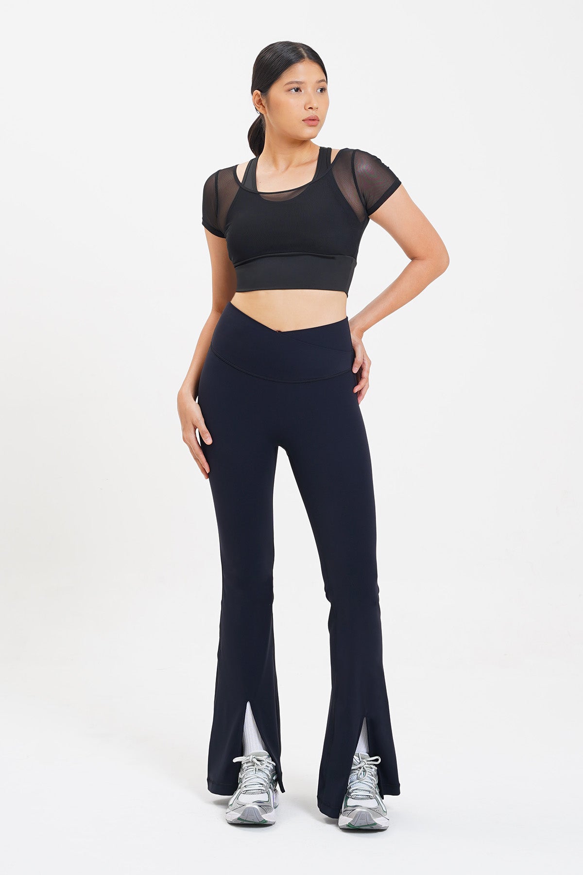 Ideal Slit Flare Pants in Black