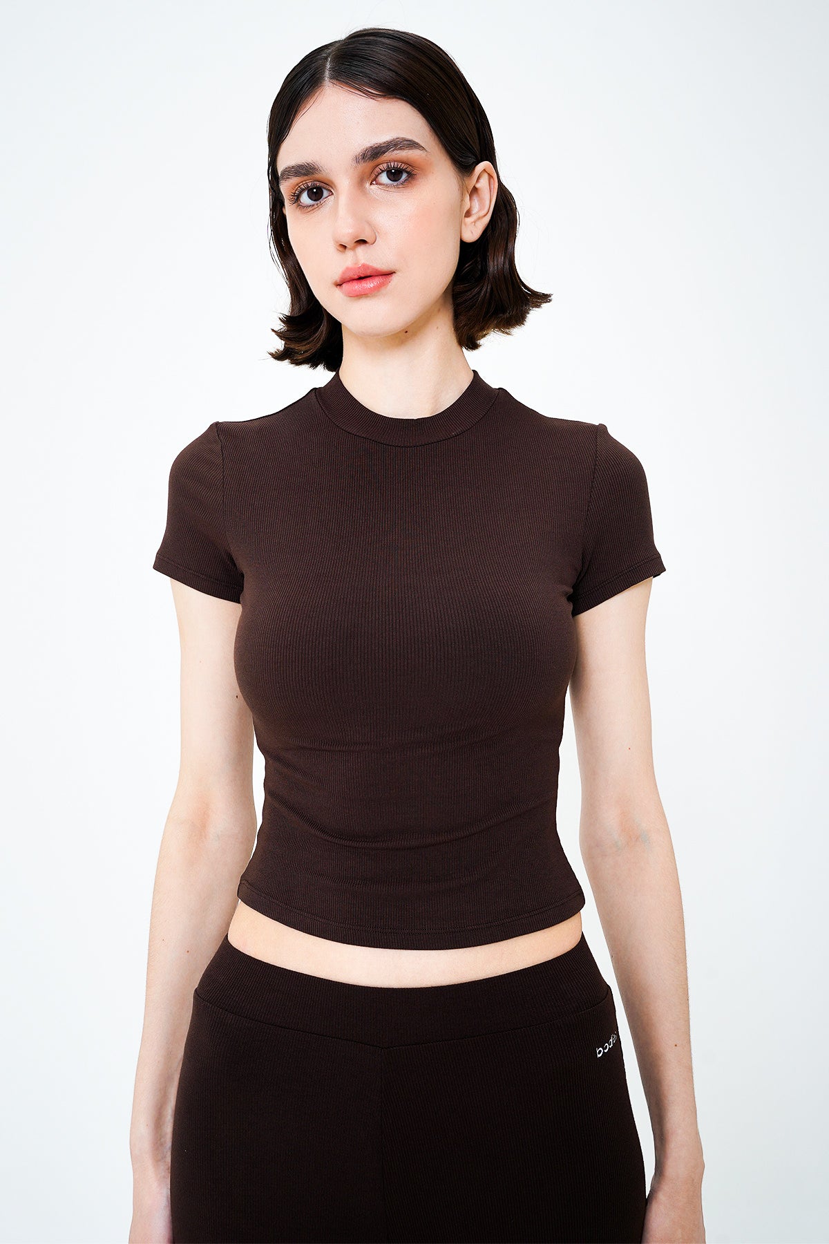 All Day Ribbed Top in Espresso (XS LEFT)