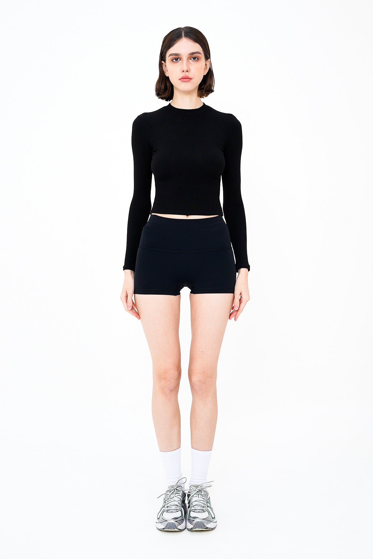 Daily Ribbed Long Sleeve Top in Black