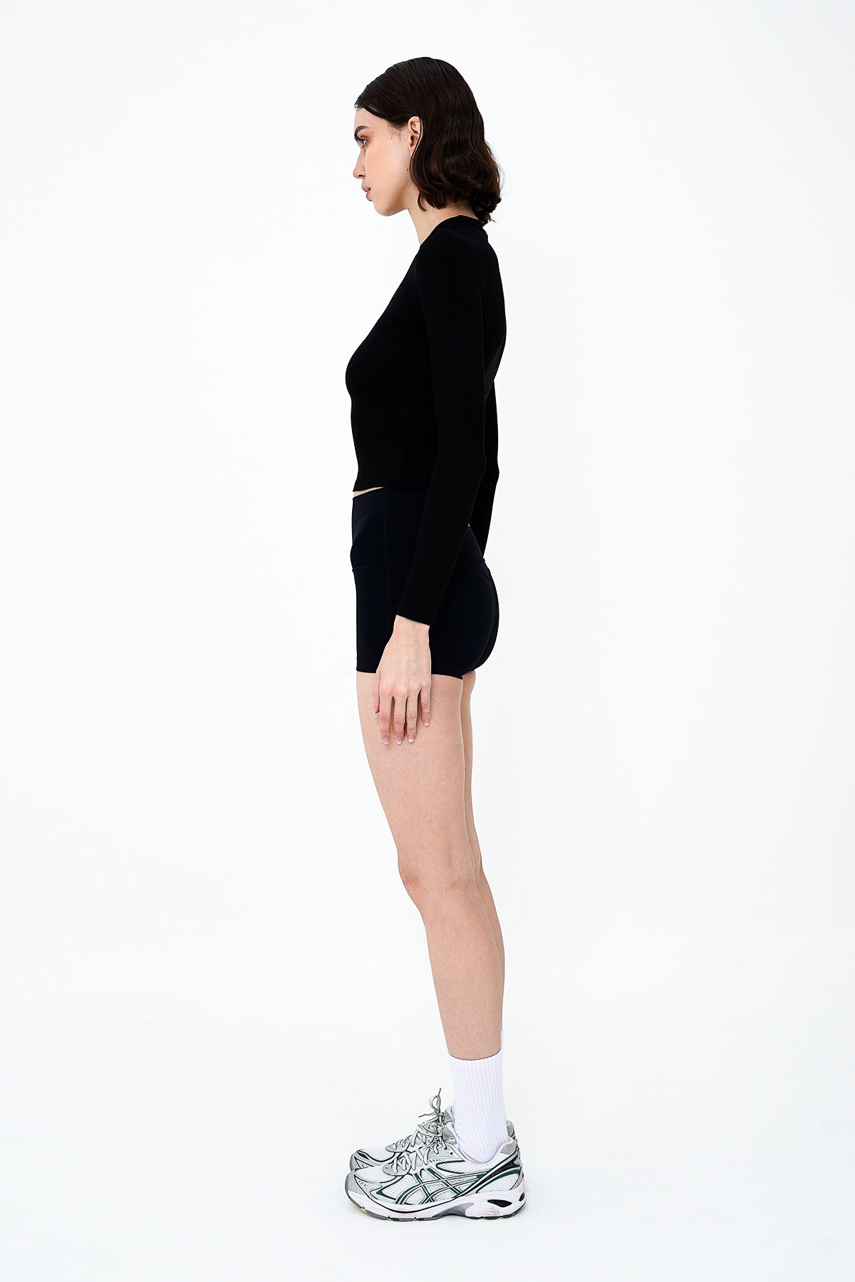 Daily Ribbed Long Sleeve Top in Black