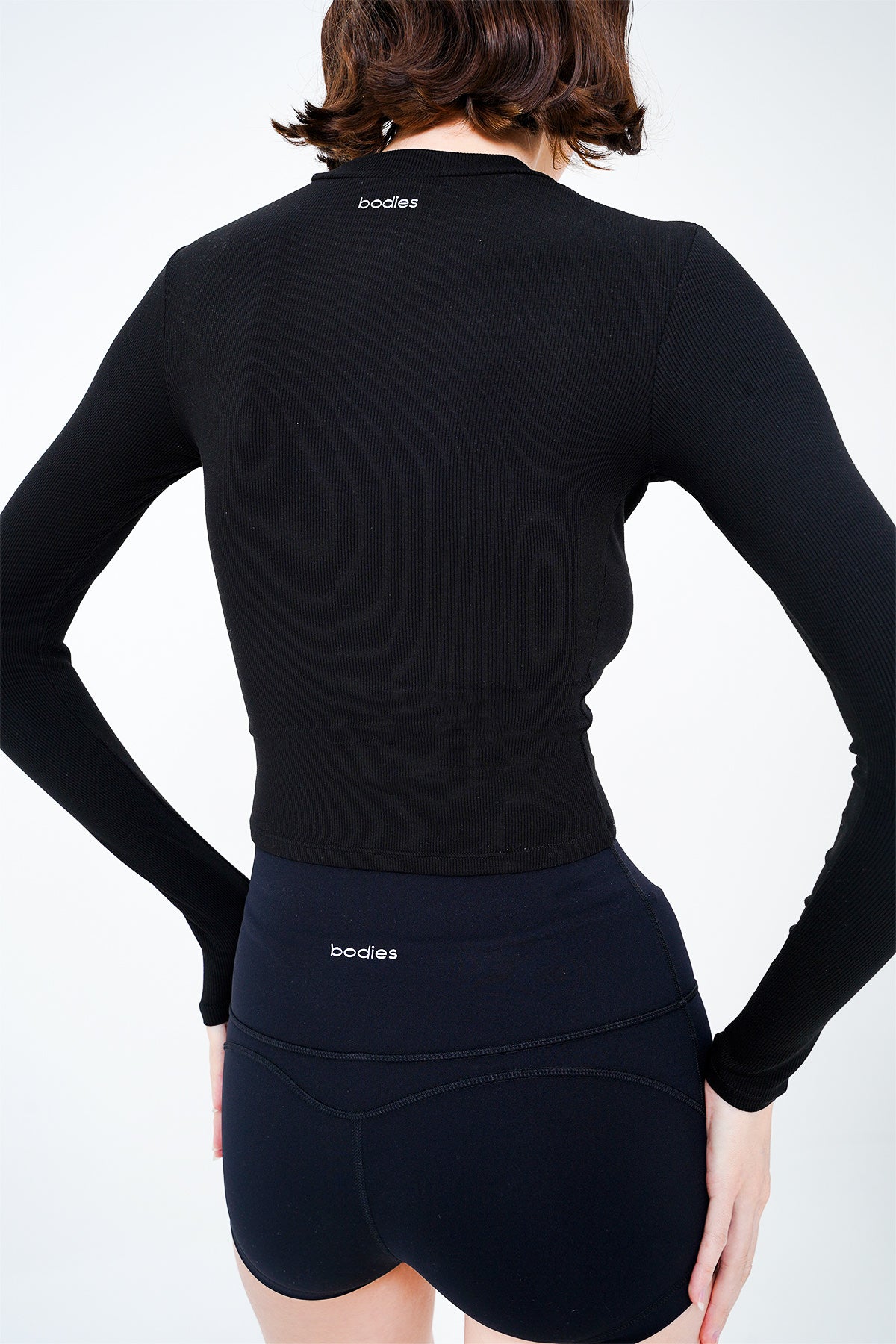 Daily Ribbed Long Sleeve Top in Black