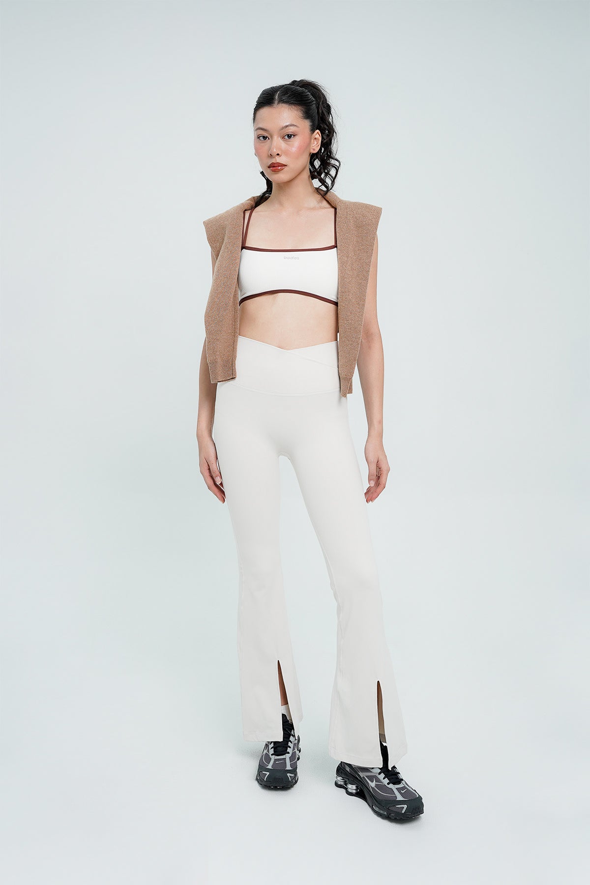 Ideal Slit Flare Pants in Eggshell