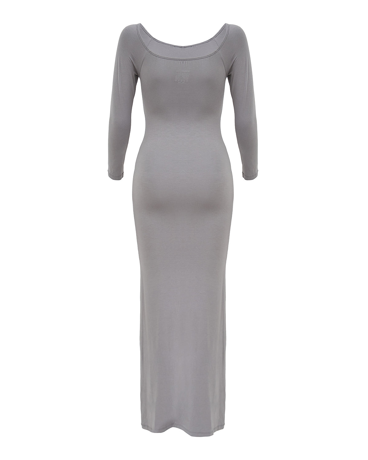 Basic Off Shoulder Maxi Dress in Stone Grey