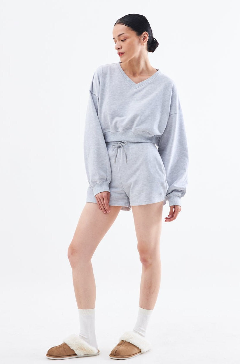 Comfy Cropped Pullover In Grey