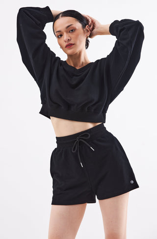 Comfy Cropped Pullover In Black