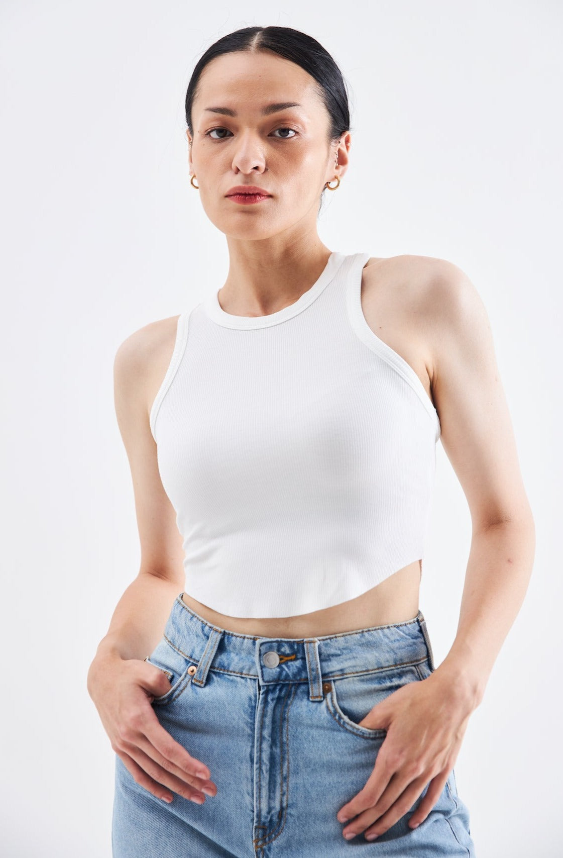 Relax Crop Tank In White