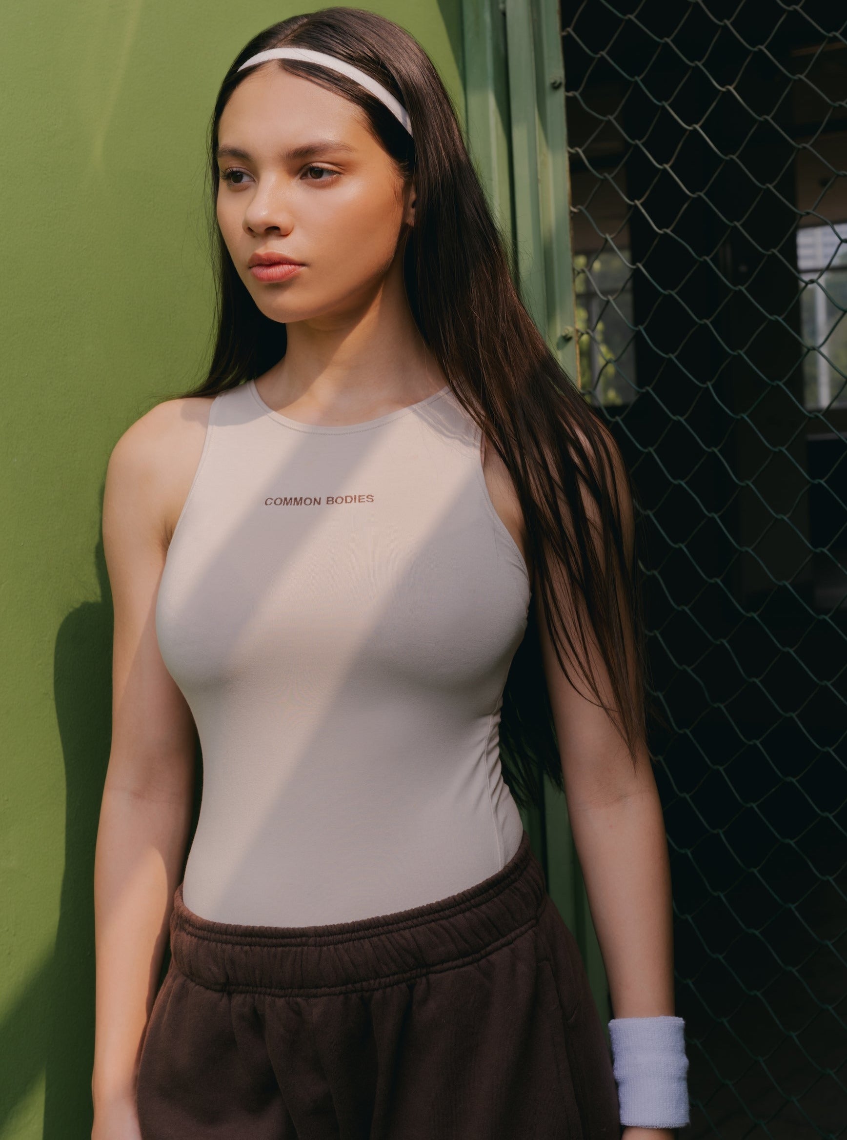 Bodies Racer Tank in Latte